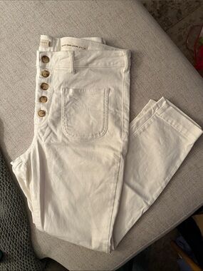Anthropologie Button-Front White Jeans